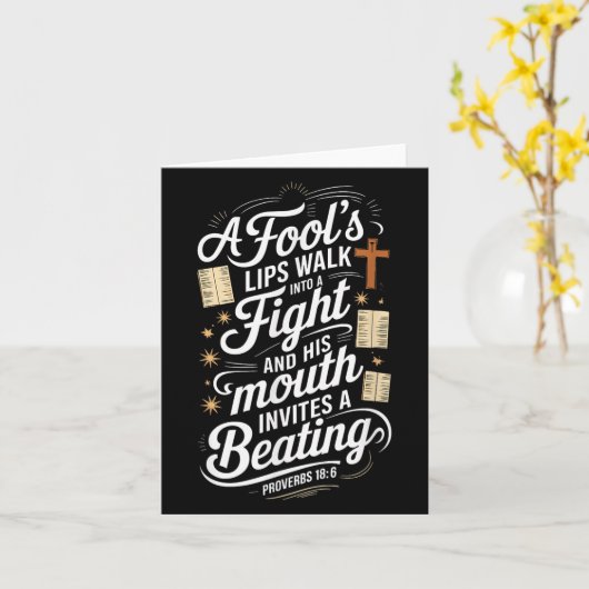 Proverbs 18 6 _ Bible Verse  カード (黄色い花)