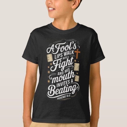 Proverbs 18 6 _ Bible Verse Tシャツ (正面)