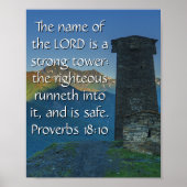 Proverbs 18 Strong Tower2 KJV 聖書の詩  ポスター (正面)