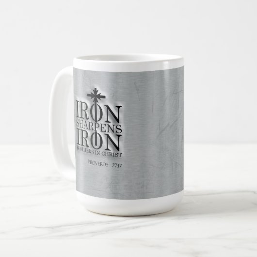 Proverbs 27:17 Iron Sharpens Iron Mug, Gift Cup コーヒーマグカップ (正面左)