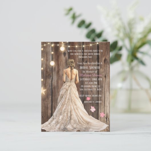Proverbs 31:10 Bridal Shower Invitation ポストカード (スタンド正面)