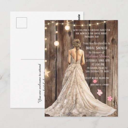 Proverbs 31:10 Bridal Shower Invitation ポストカード (正面/裏面)