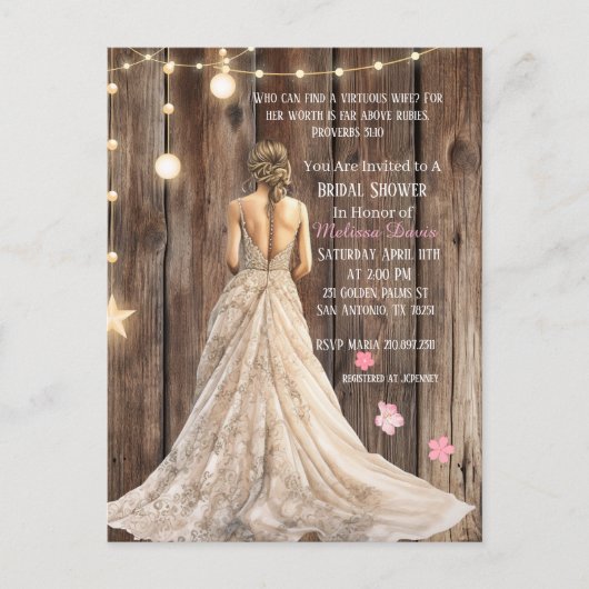 Proverbs 31:10 Bridal Shower Invitation ポストカード (正面)