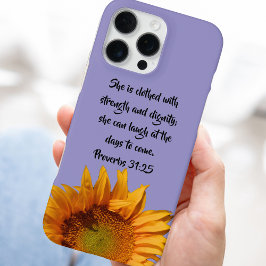 Proverbs 31:25 オリジナル聖書の句 ヒマワリ iPhone 16 pro maxケース