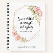 Proverbs 31:25 強さと尊厳のカスタムデザイン ノートブック (正面)