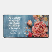 Proverbs 31:25 Desk Mat Inspiring Bible Verse デスクマット (正面)
