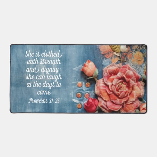 Proverbs 31:25 Desk Mat Inspiring Bible Verse  デスクマット (正面)