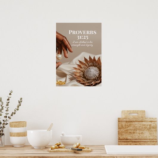 Proverbs 31:25 Empowered Woman Gift for Her ポスター (キッチン)