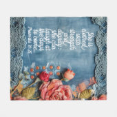 Proverbs 31:25 Fleece Blanket Bible Verse Floral フリースブランケット (正面(横))