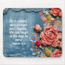 Proverbs 31:25 Mousepad Inspiring Bible Verse マウスパッド