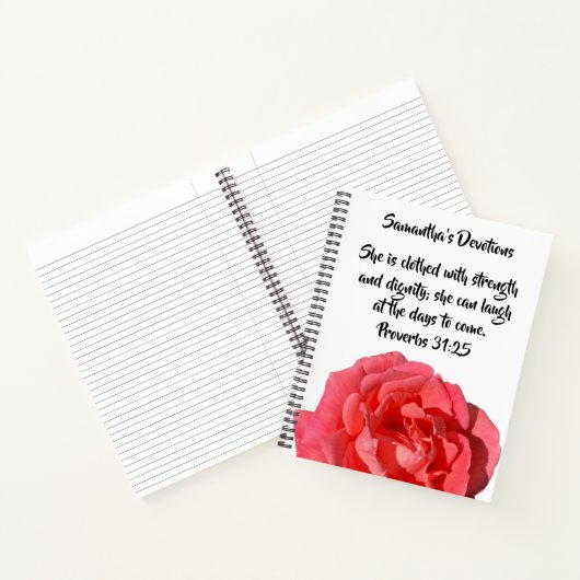 Proverbs 31:25 Red Rose Christian Custom Devotion ノートブック (内部)