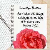 Proverbs 31:25 Red Rose Christian Custom Devotion ノートブック