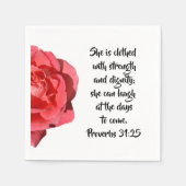 Proverbs 31:25 Red Rose Christian Woman スタンダードカクテルナプキン (正面)