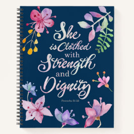 Proverbs 31:25 She is Clothed with Strength and Di ノートブック