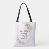 Proverbs 31:25 Strength and Dignity Floral  トートバッグ (裏面)