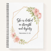 Proverbs 31:25 Strength and Dignity Floral  ノートブック (正面)