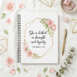 Proverbs 31:25 Strength and Dignity Floral  ノートブック