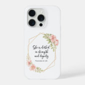 Proverbs 31:25 Strength and Dignity Floral  iPhoneケース (裏面)