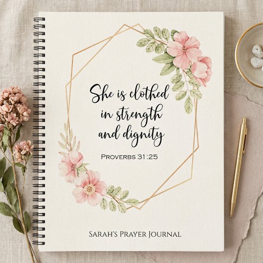Proverbs 31:25 Strength and Dignity Personalized  ノートブック