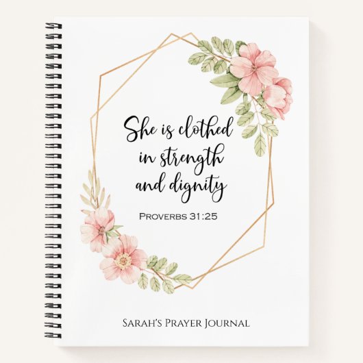 Proverbs 31:25 Strength and Dignity Personalized  ノートブック (正面)