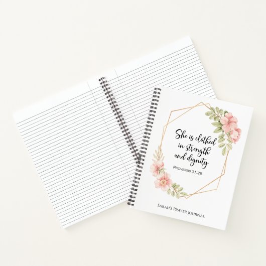 Proverbs 31:25 Strength and Dignity Personalized ノートブック (内部)