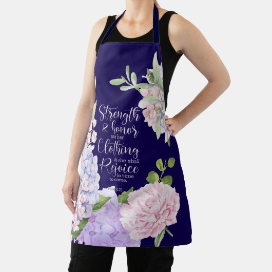 Proverbs 31:25 Strength and Honour Blue エプロン (インサイチュ)