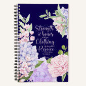 Proverbs 31:25 Strength and Honour Blue ノートブック (正面)