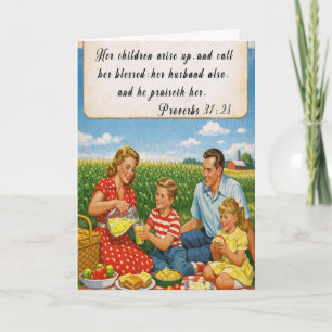 Proverbs 31:28 レトロ写真 母の誕生日カード カード