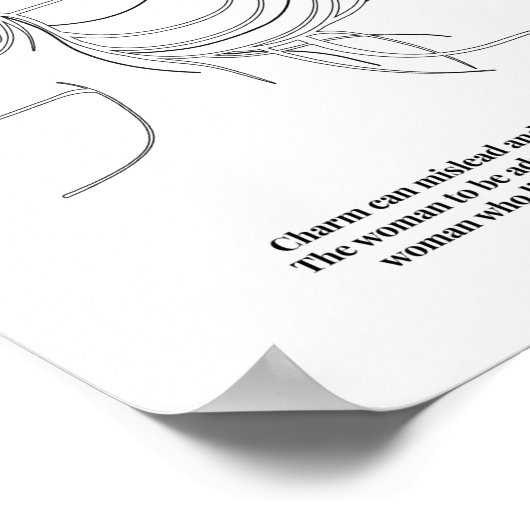 Proverbs 31:30 Womans Face Line Art Sketch Black a ポスター (角)