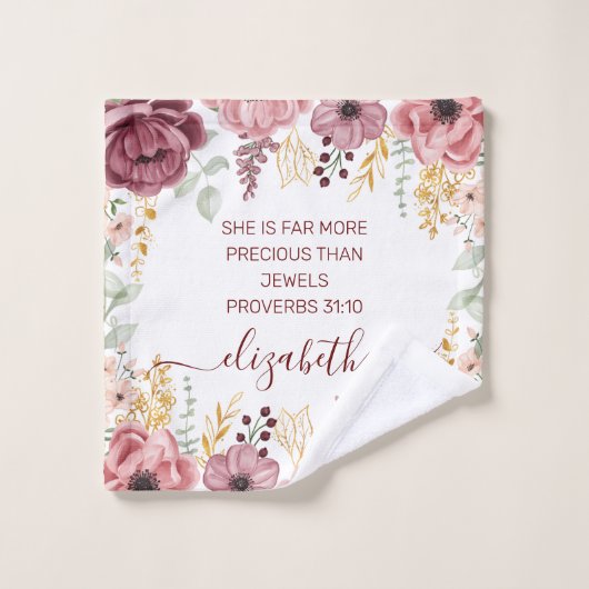 Proverbs 31 Elegant pastel pink flower ウォッシュタオル (ウォッシュタオル)