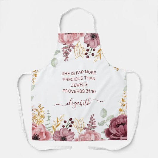 Proverbs 31 Elegant pastel pink flower  エプロン (正面)