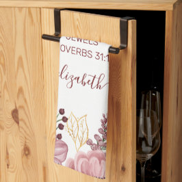 Proverbs 31 Elegant pastel pink flower キッチンタオル