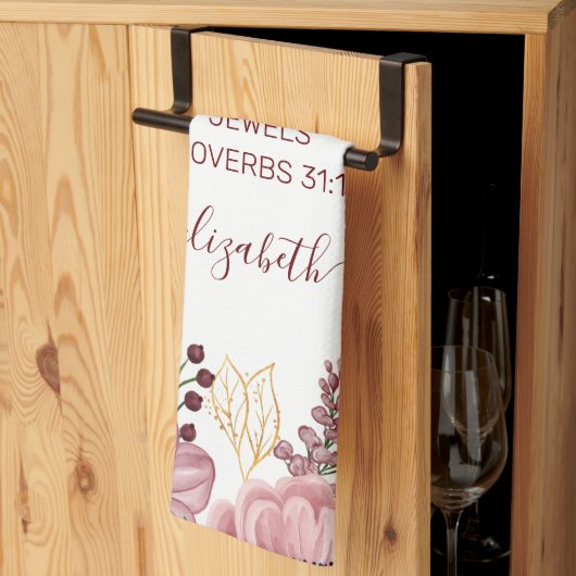 Proverbs 31 Elegant pastel pink flower  キッチンタオル (三つ折り)