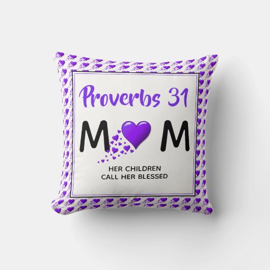 PROVERBS 31 MUM 紫色のハートの母の日ギフト クッション (正面)