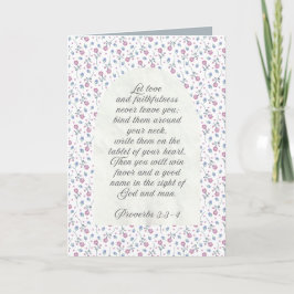 Proverbs 3:3–4 フラワー聖書デザイン カード
