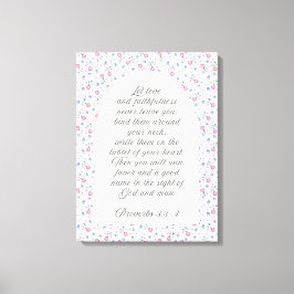 Proverbs 3:3–4 フラワー聖書デザイン キャンバスプリント