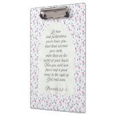Proverbs 3:3–4 フラワー聖書デザイン クリップボード (左)