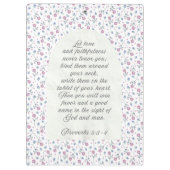 Proverbs 3:3–4 フラワー聖書デザイン クリップボード (裏面)