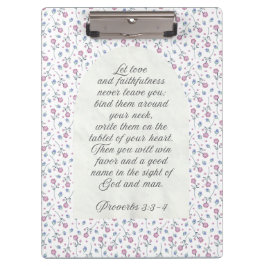 Proverbs 3:3–4 フラワー聖書デザイン クリップボード