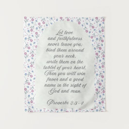 Proverbs 3:3–4 フラワー聖書デザイン タペストリー