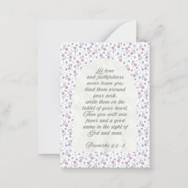 Proverbs 3:3–4 フラワー聖書デザイン ノートカード