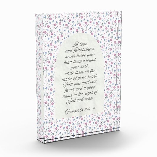 Proverbs 3:3–4 フラワー聖書デザイン フォトブロック (左)
