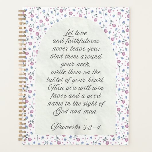 Proverbs 3:3–4 フラワー聖書デザイン プランナー手帳 (正面)