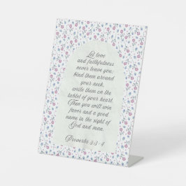 Proverbs 3:3–4 フラワー聖書デザイン 台座サイン