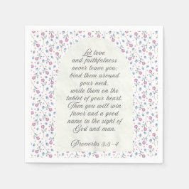 Proverbs 3:3–4 フローラル聖書デザイン スタンダードカクテルナプキン