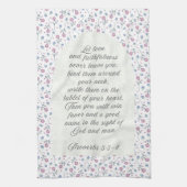 Proverbs 3:3–4 Floral Scripture  キッチンタオル (縦)