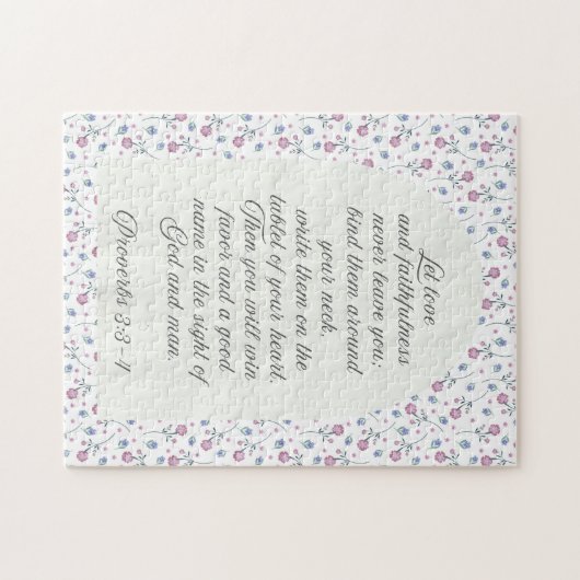 Proverbs 3:3–4 Floral Scripture ジグソーパズル (横)