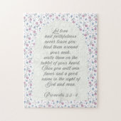Proverbs 3:3–4 Floral Scripture ジグソーパズル (縦)