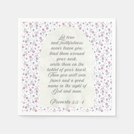 Proverbs 3:3–4 Floral Scripture  スタンダードカクテルナプキン (正面)