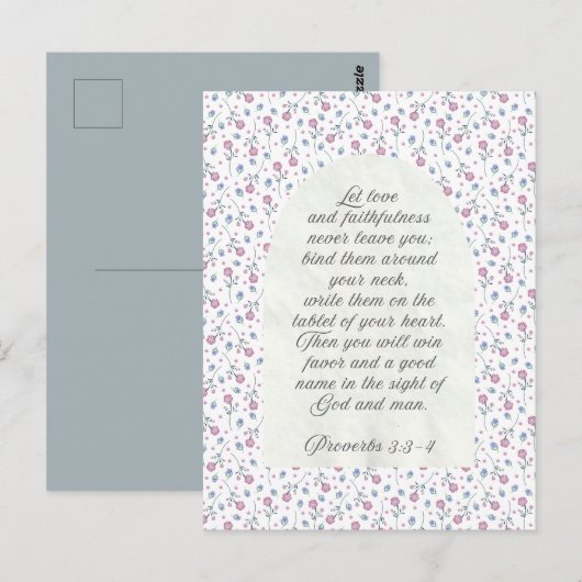Proverbs 3:3–4 Floral Scripture  ポストカード (正面/裏面)